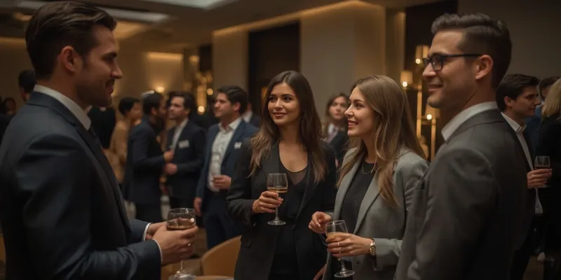 Corporate networking at exclusive events Attendees networking during elegant corporate event organized by agency